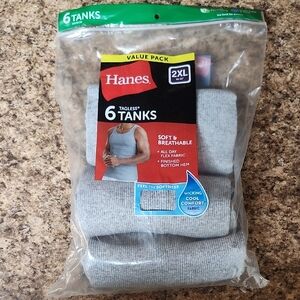 Hanes Men's Soft Gray Tagless Tanks 3 Pack Plus 2